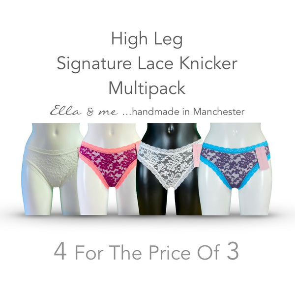 Signature Lace High Leg Knicker - 4 Piece Multipack