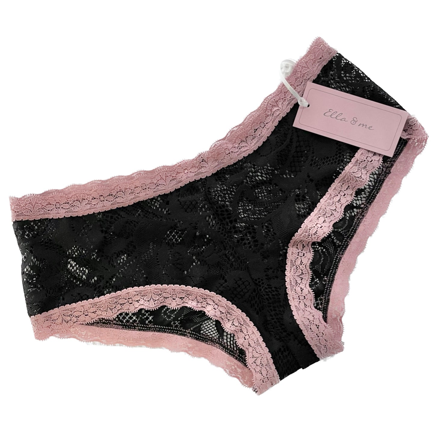 Soft Stretch Lace Boy Short - Black & Vintage Rose