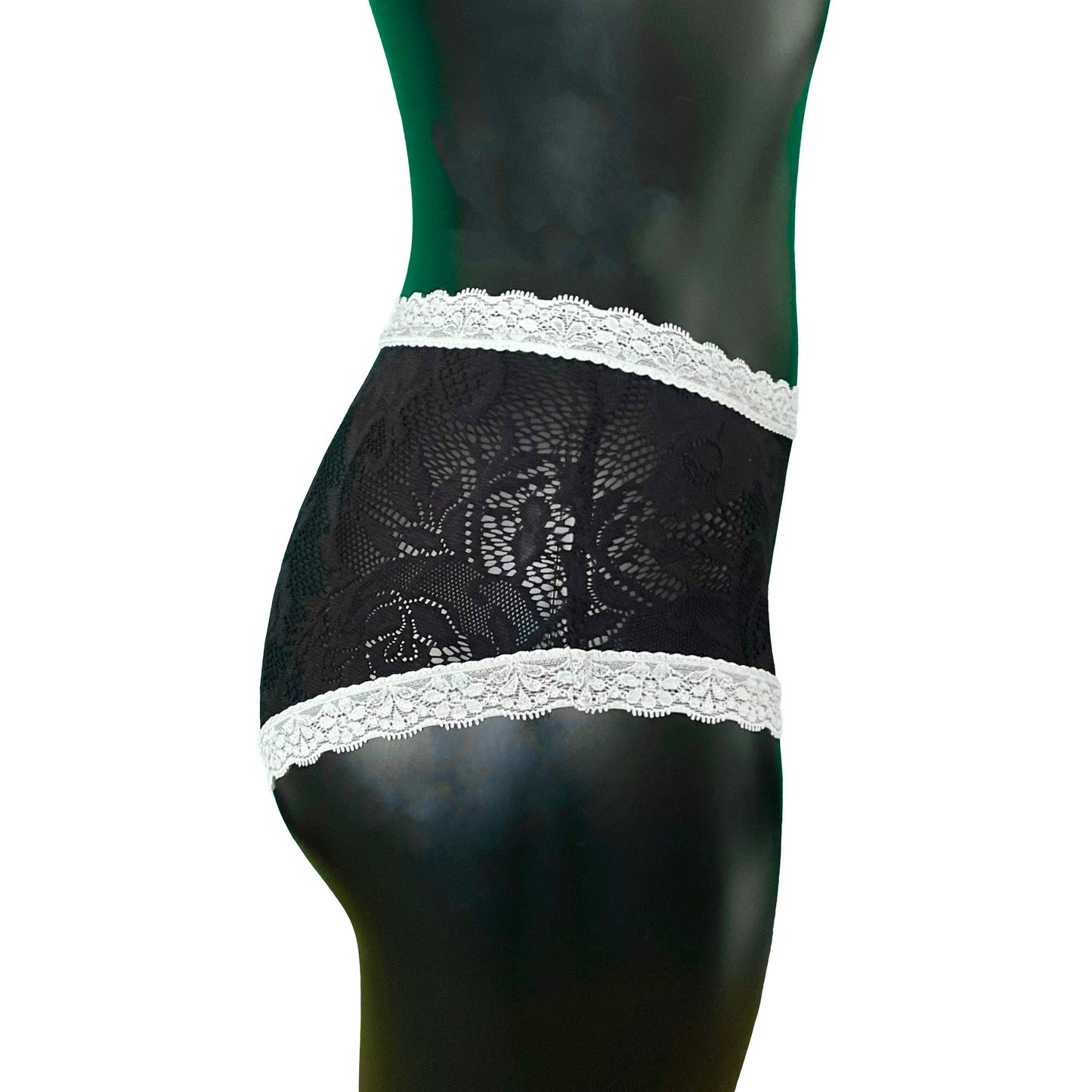 Soft Stretch Lace High Rise Knicker - Black & Ivory