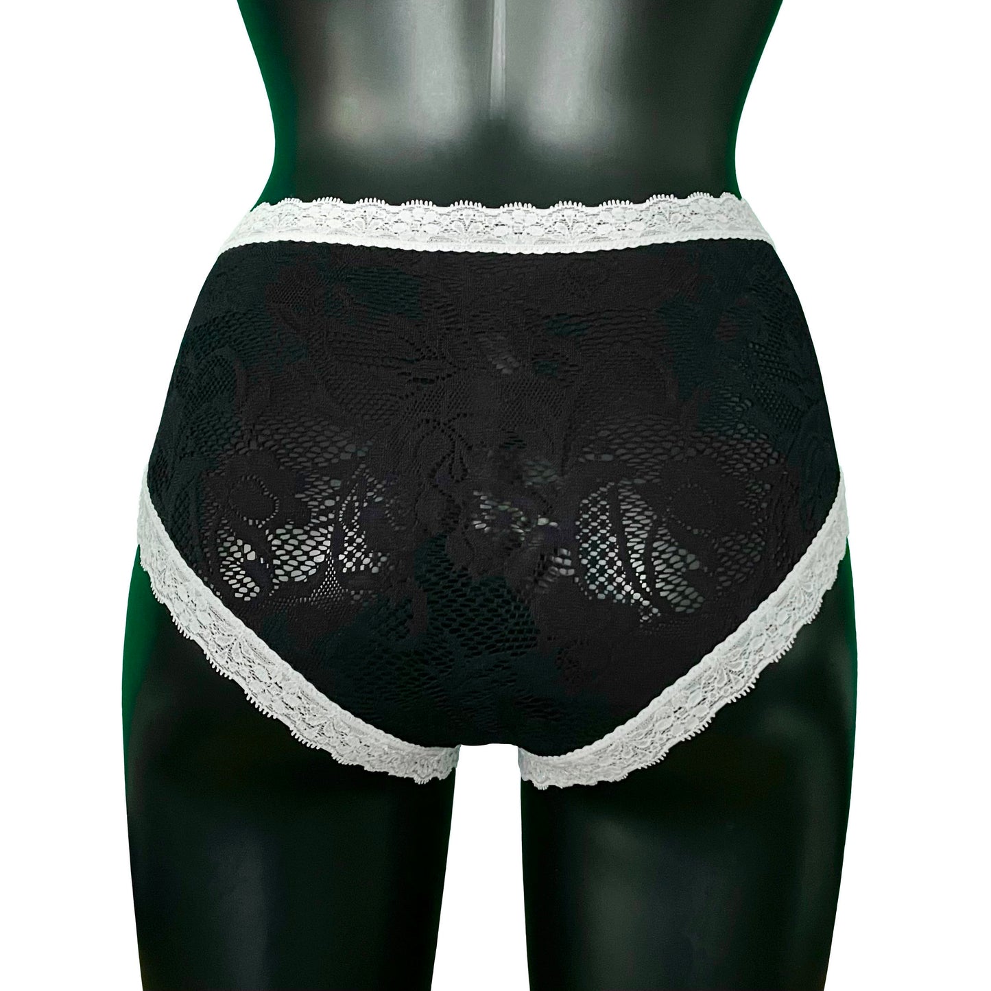 Soft Stretch Lace High Rise Knicker - Black & Ivory