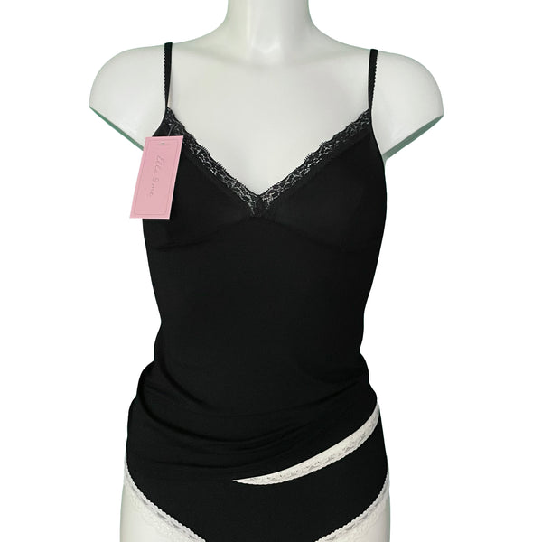 Soft Bamboo Jersey Strappy Cami Top - Black