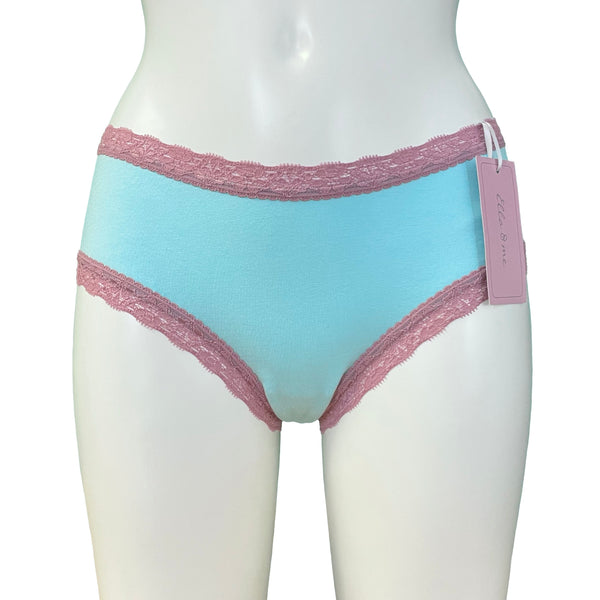 Soft Bamboo Jersey Classic Fit Knicker - Aquamarine  & Vintage Rose