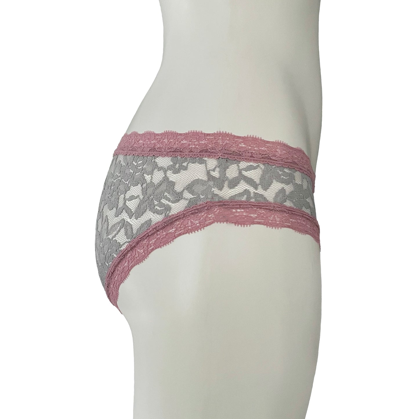 Signature Lace Cheeky Fit Knicker - Grey Mist & Vintage Rose