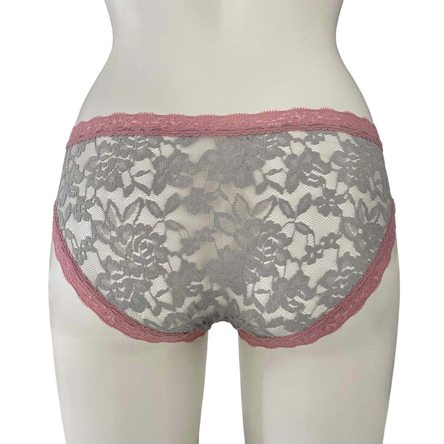 Signature Lace Cheeky Fit Knicker - Grey Mist & Vintage Rose