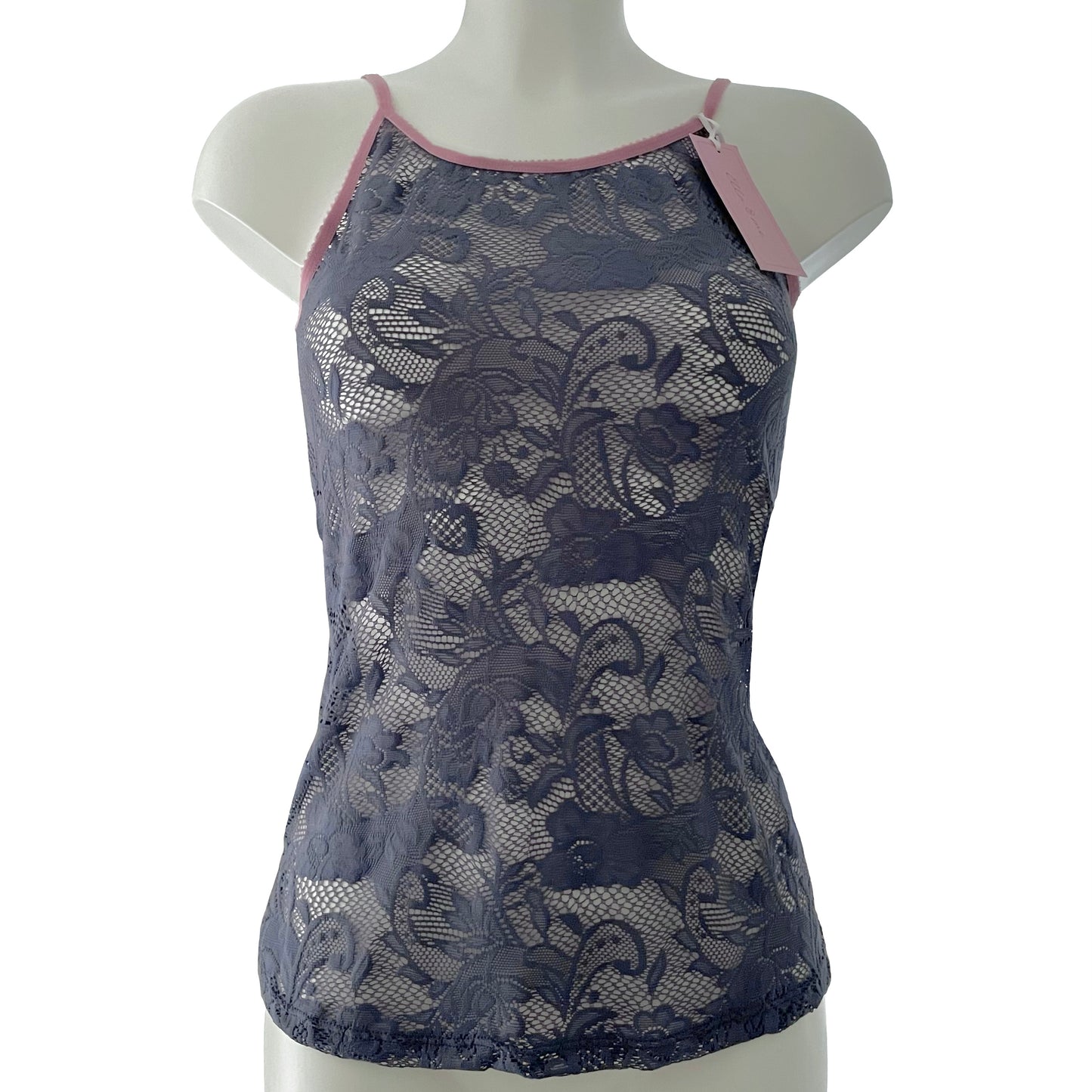 Soft Stretch Lace Camisole - Silver Mist & Vintage Rose