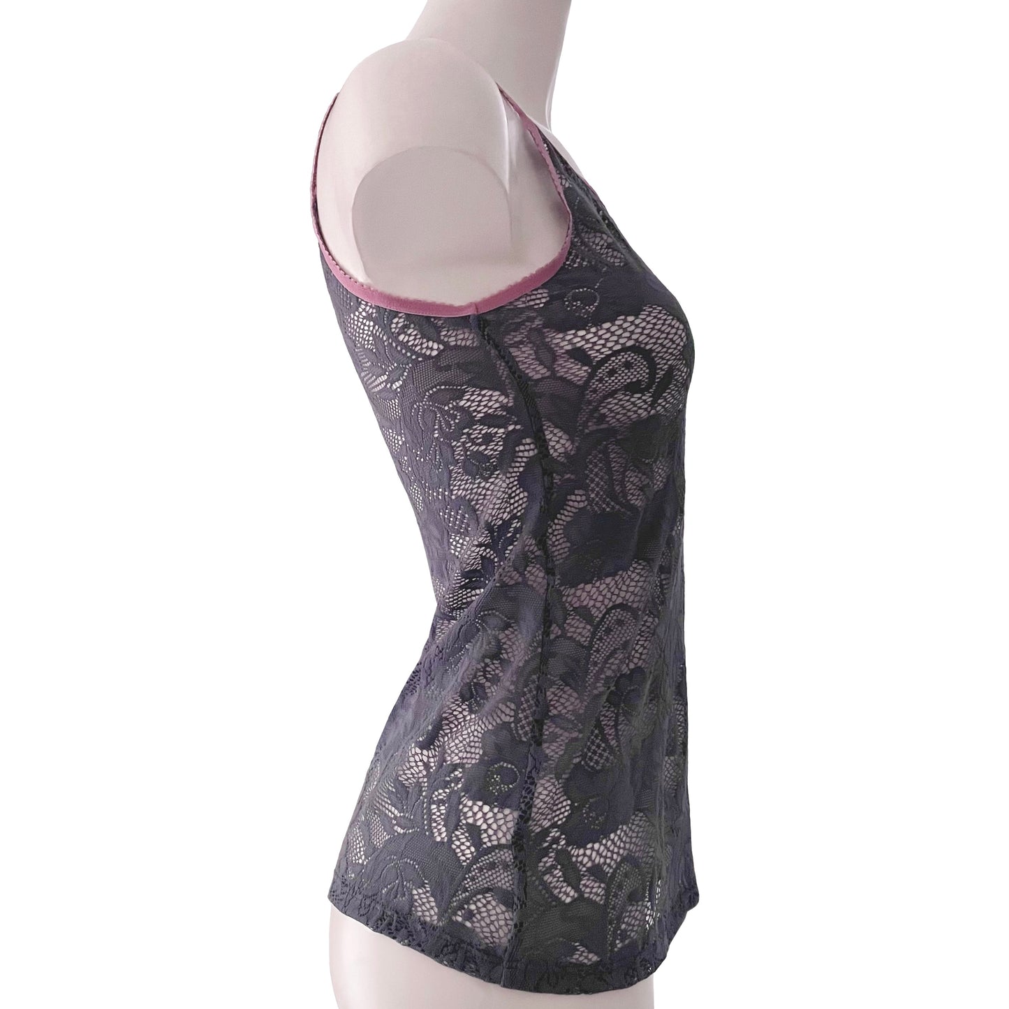 Soft Stretch Lace Camisole - Silver Mist & Vintage Rose