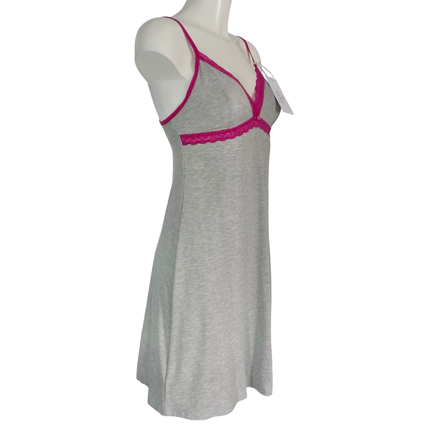 Bamboo Jersey Chemise - Light Marl Grey & Raspberry