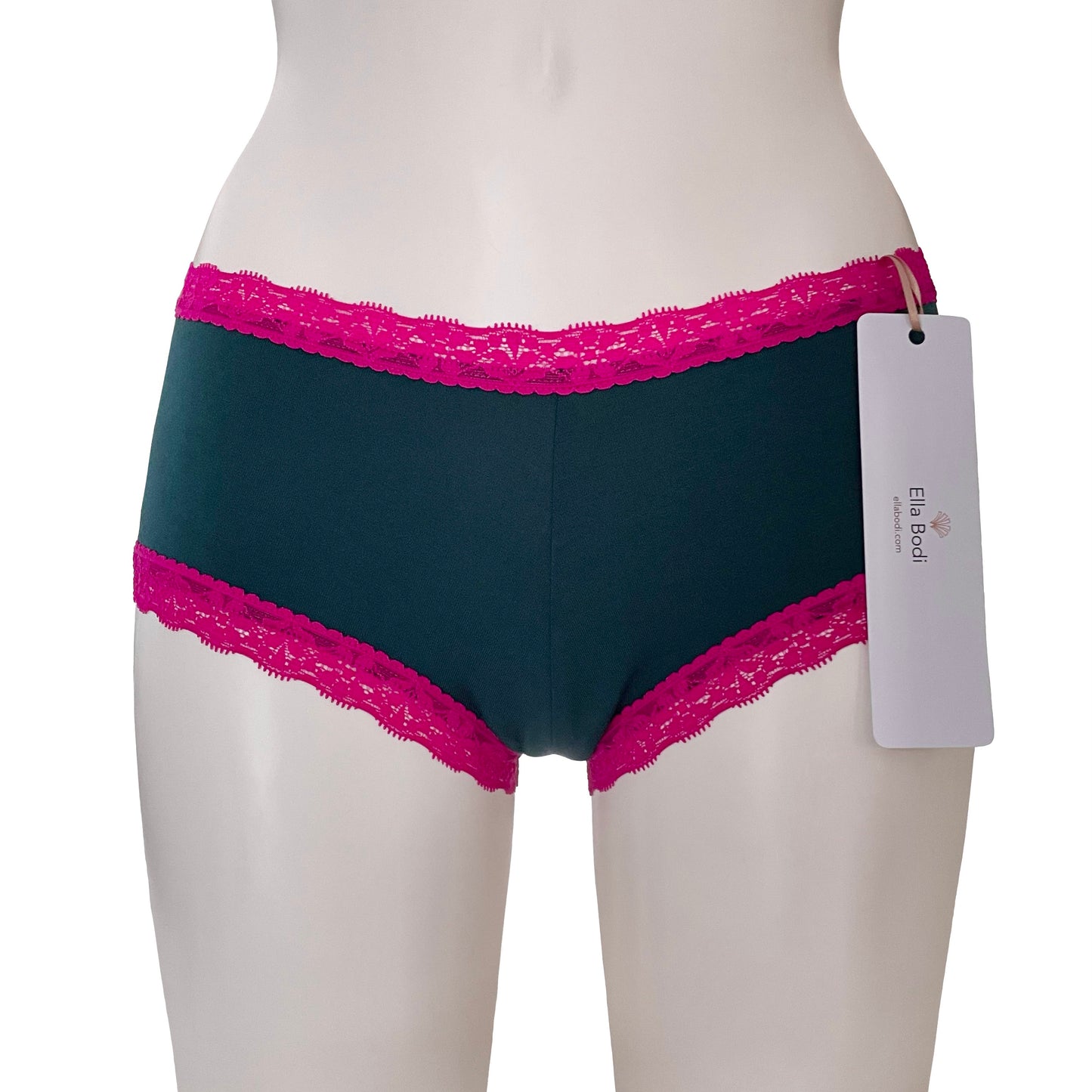 Soft Bamboo Jersey Boy Short - Emerald & Raspberry