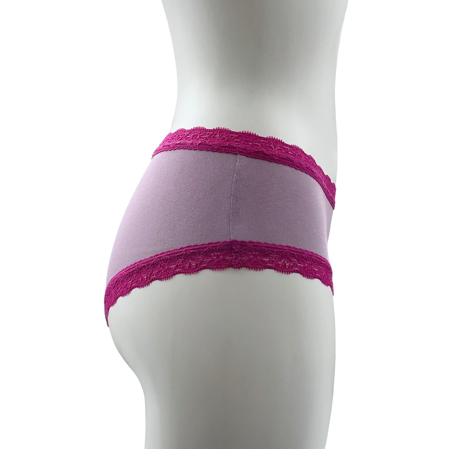Soft Bamboo Jersey Classic Fit Knicker - Light Mauve & Raspberry