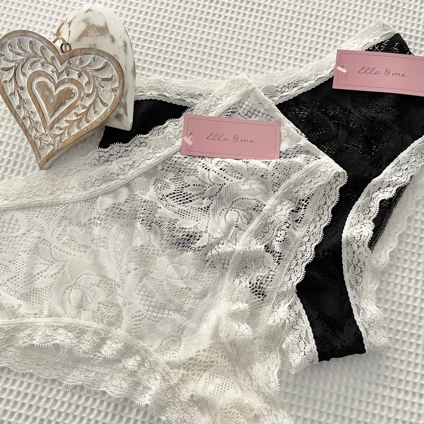 Soft Stretch Lace High Rise Knicker - Black & Ivory