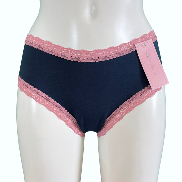 Soft Bamboo Jersey Classic Fit Knicker - Navy & Vintage Rose
