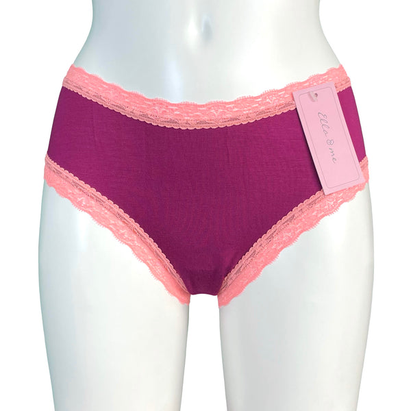 Soft Bamboo Jersey Classic Fit Knicker - Raspberry & Coral