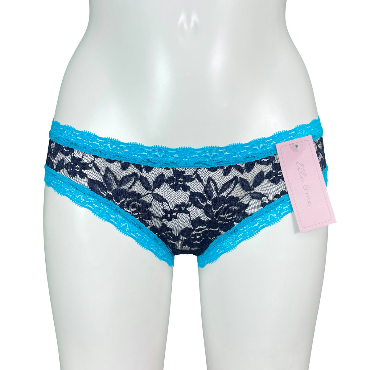 Signature Lace Cheeky Fit Knicker - Navy & Turquoise – Ella & me
