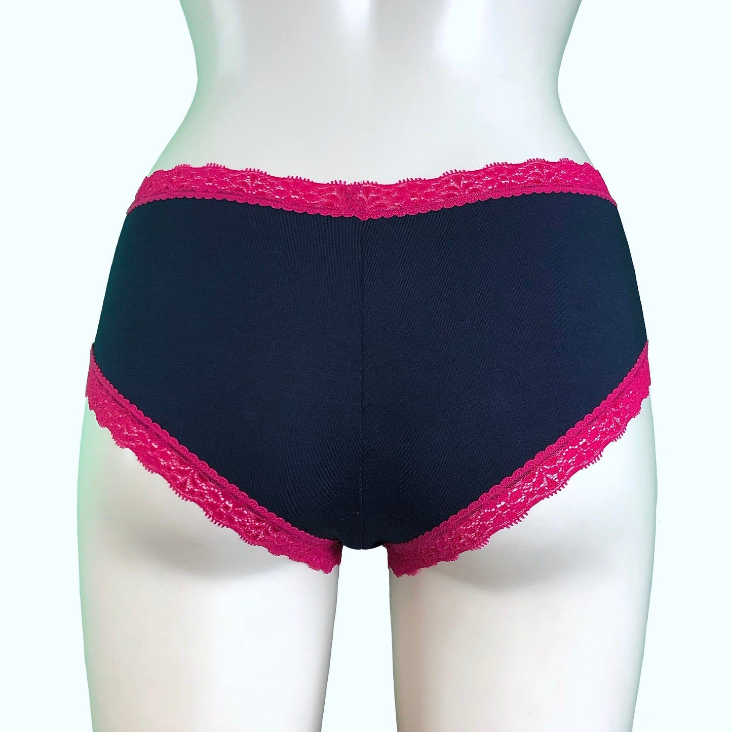 Soft Bamboo Jersey Classic Fit Knicker - Navy & Raspberry
