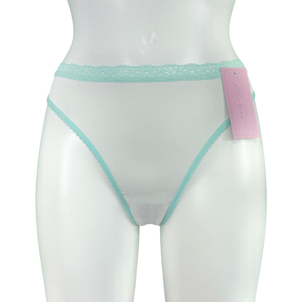 Soft Touch Stretch Microfibre Thong - Ivory & Spearmint