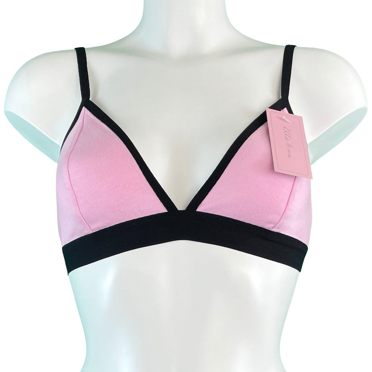 Soft Bamboo Jersey Triangle Bralette - Pink & Black – Ella & me