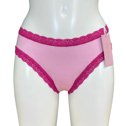 Soft Bamboo Jersey High Leg Knicker - Pink & Raspberry