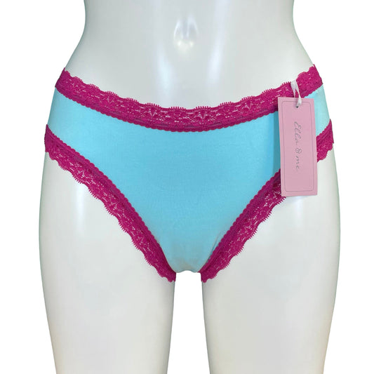 Soft Bamboo Jersey High Leg Knicker - Aqua & Raspberry