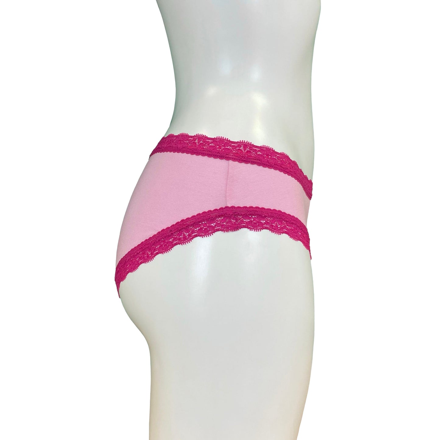 Soft Bamboo Jersey High Leg Knicker - Pink & Raspberry