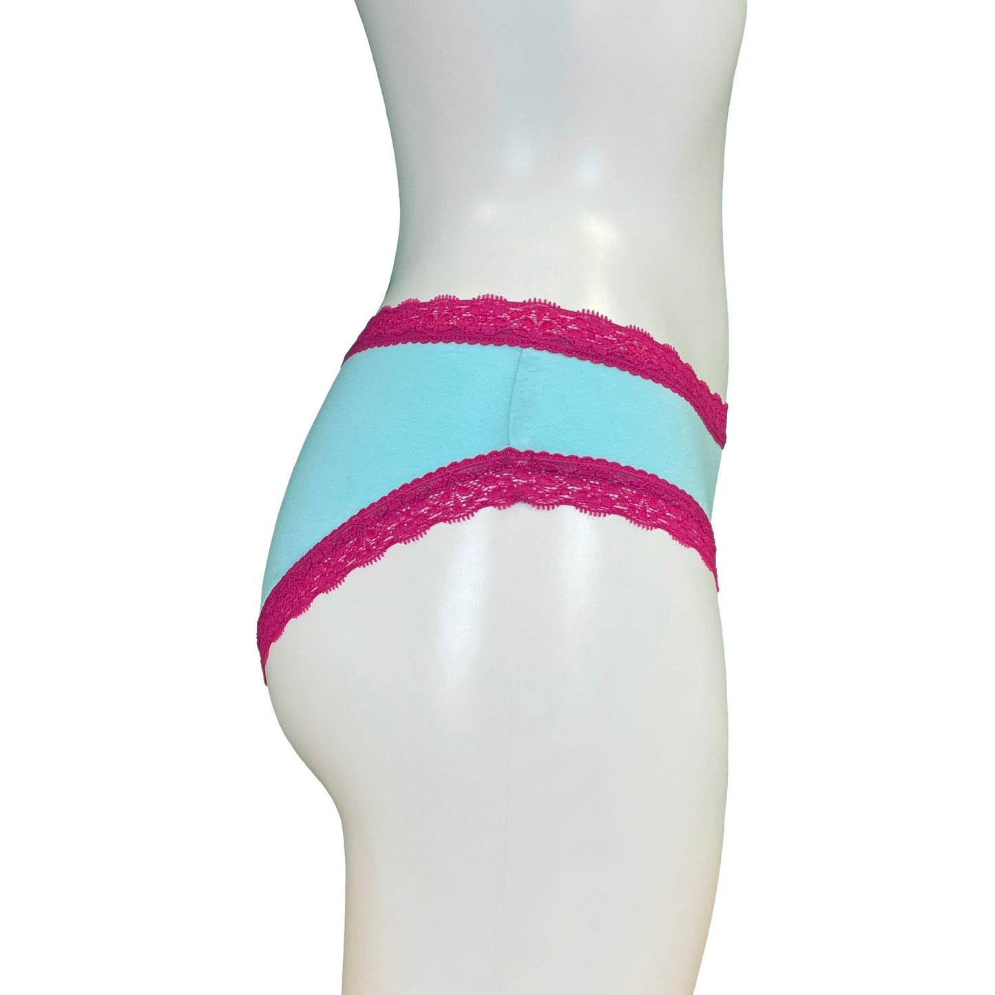 Soft Bamboo Jersey High Leg Knicker - Aqua & Raspberry