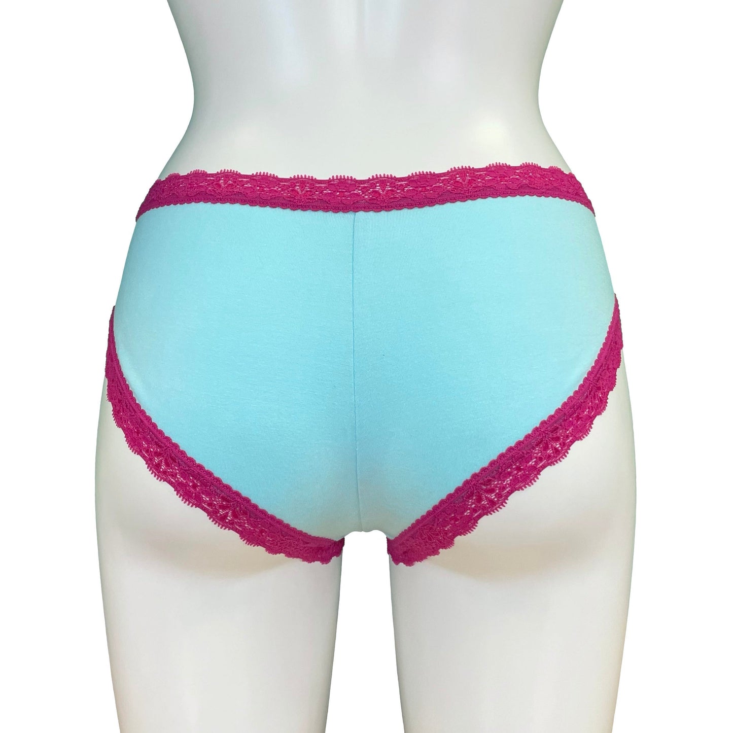 Soft Bamboo Jersey High Leg Knicker - Aqua & Raspberry