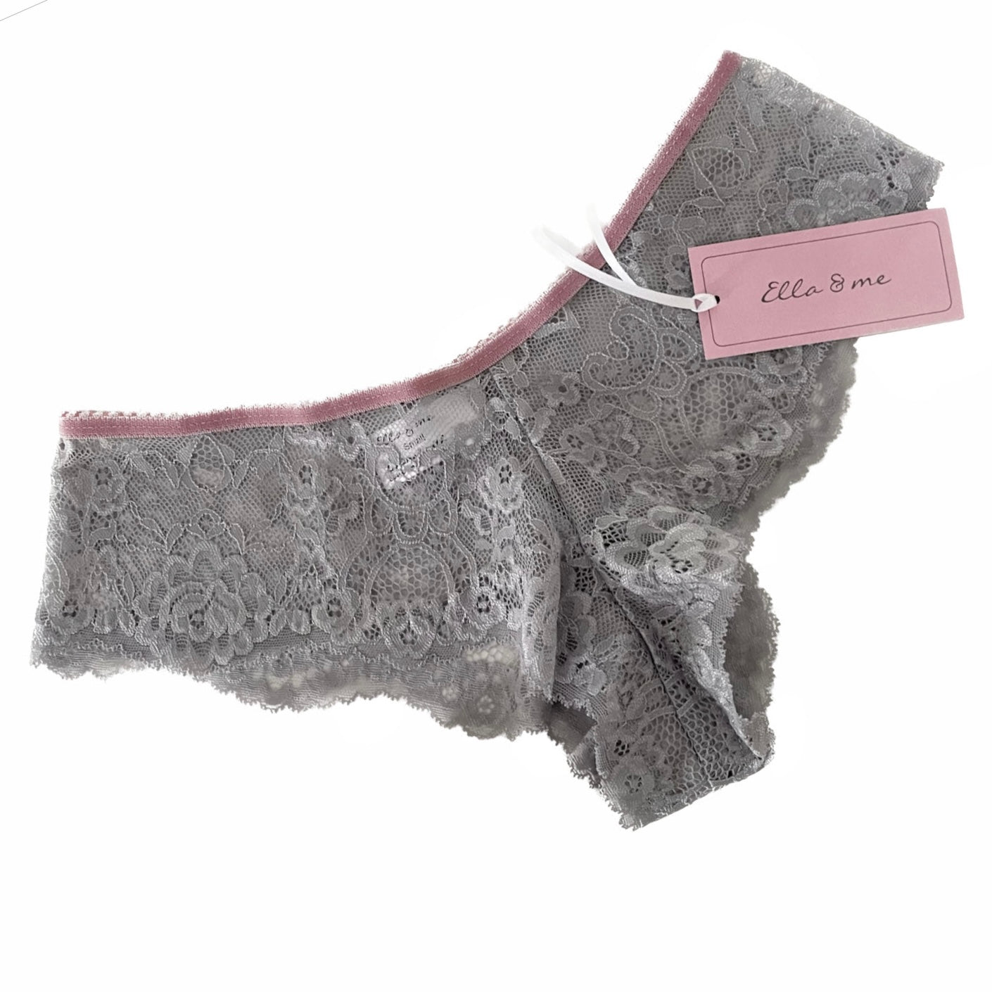 Jacquard Lace Brazilian Fit Knicker - Platinum & Vintage Rose