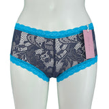 Soft Stretch Lace Boy Short - Graphite & Turquoise