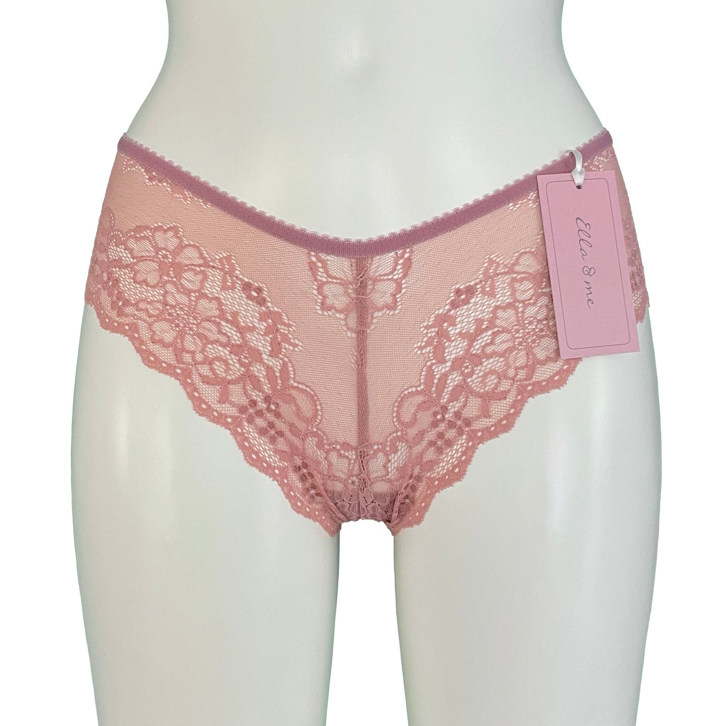 Jacquard Stretch Lace Brazilian Fit Knicker - Blush Rose