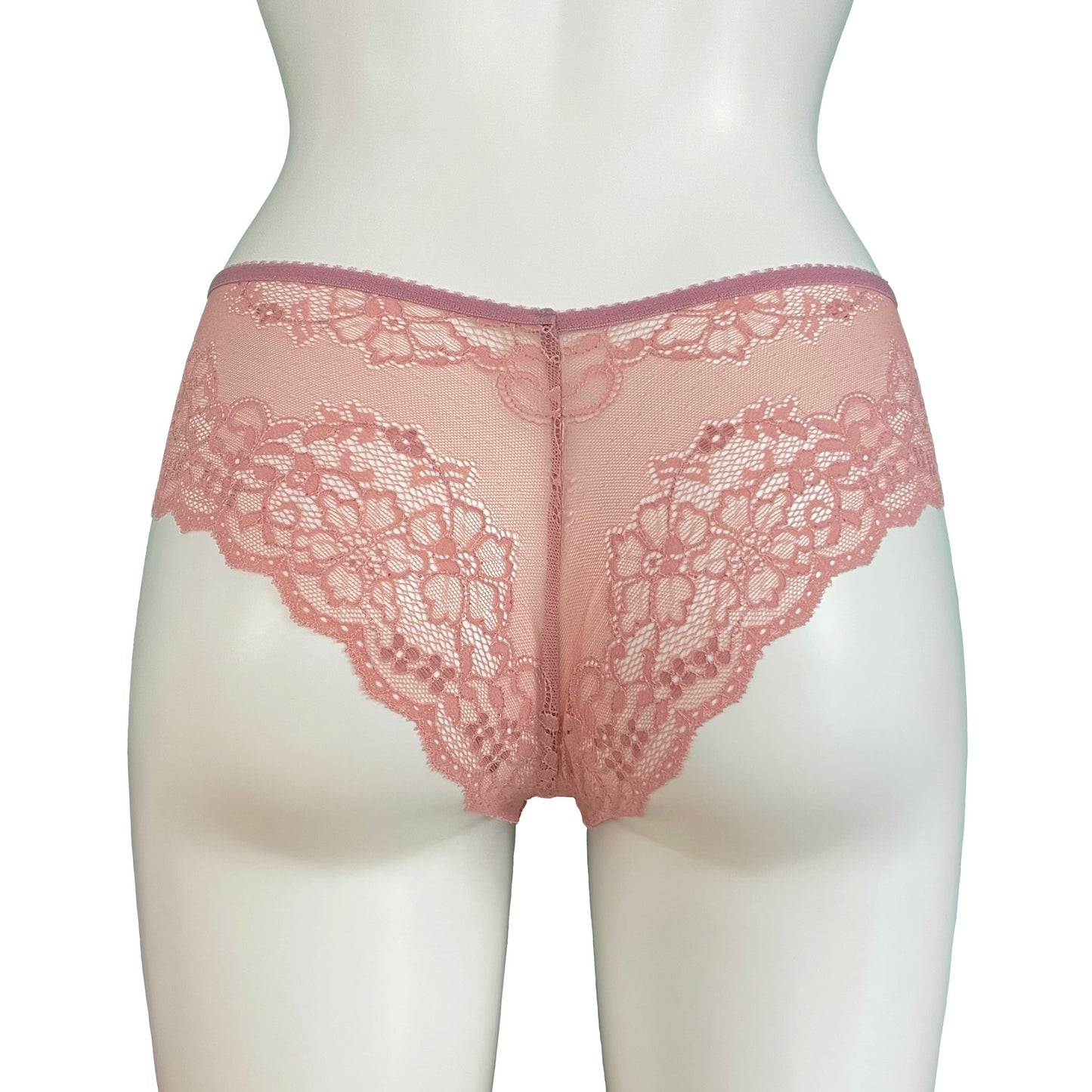 Jacquard Stretch Lace Brazilian Fit Knicker - Blush Rose