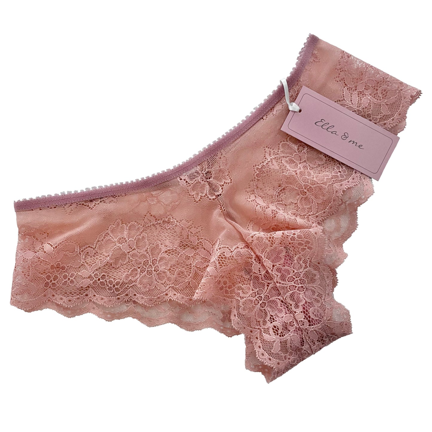 Jacquard Stretch Lace Brazilian Fit Knicker - Blush Rose