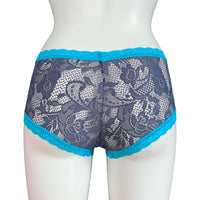Soft Stretch Lace Boy Short - Graphite & Turquoise