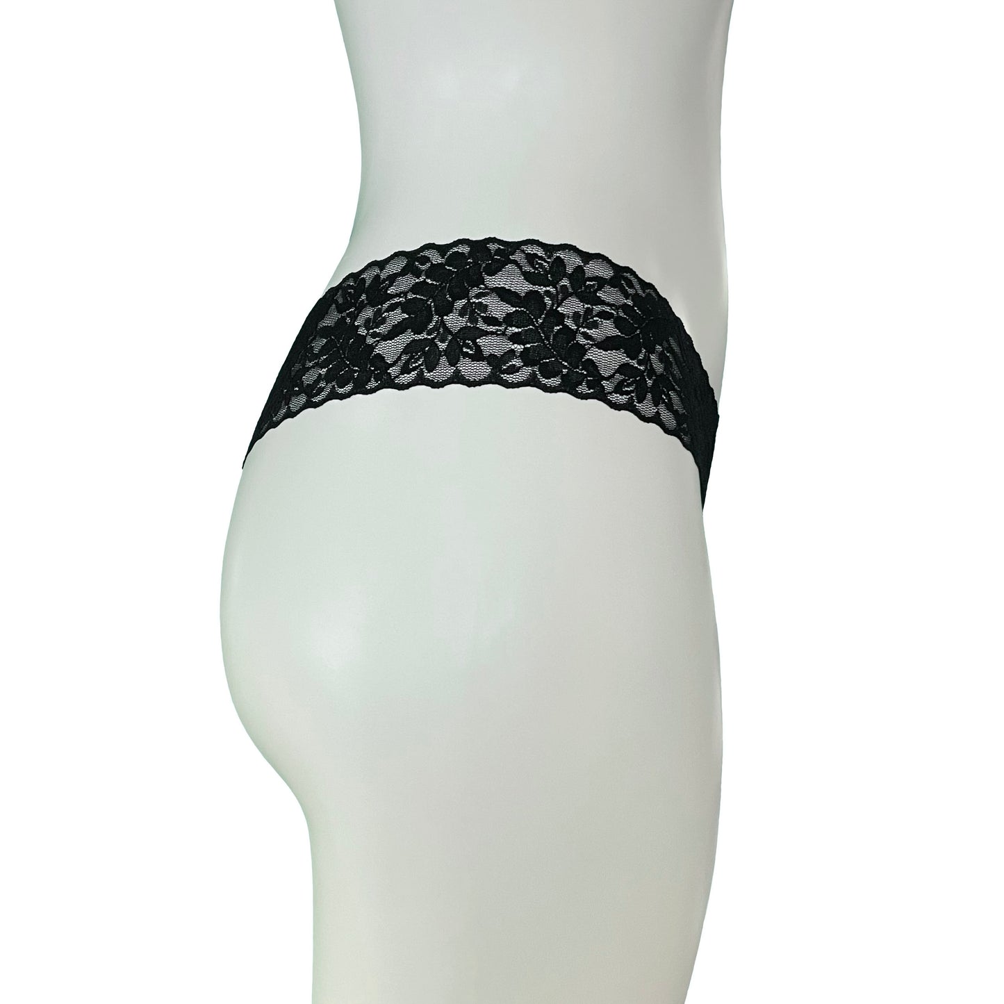 Signature Lace Low Rise Thong - Black