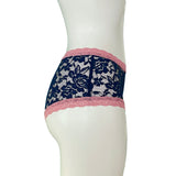 Signature Lace High Rise Knicker - Navy & Vintage Rose