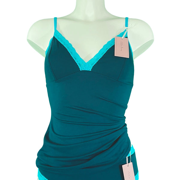 Soft Bamboo Jersey Strappy Cami Top - Teal & Turquoise