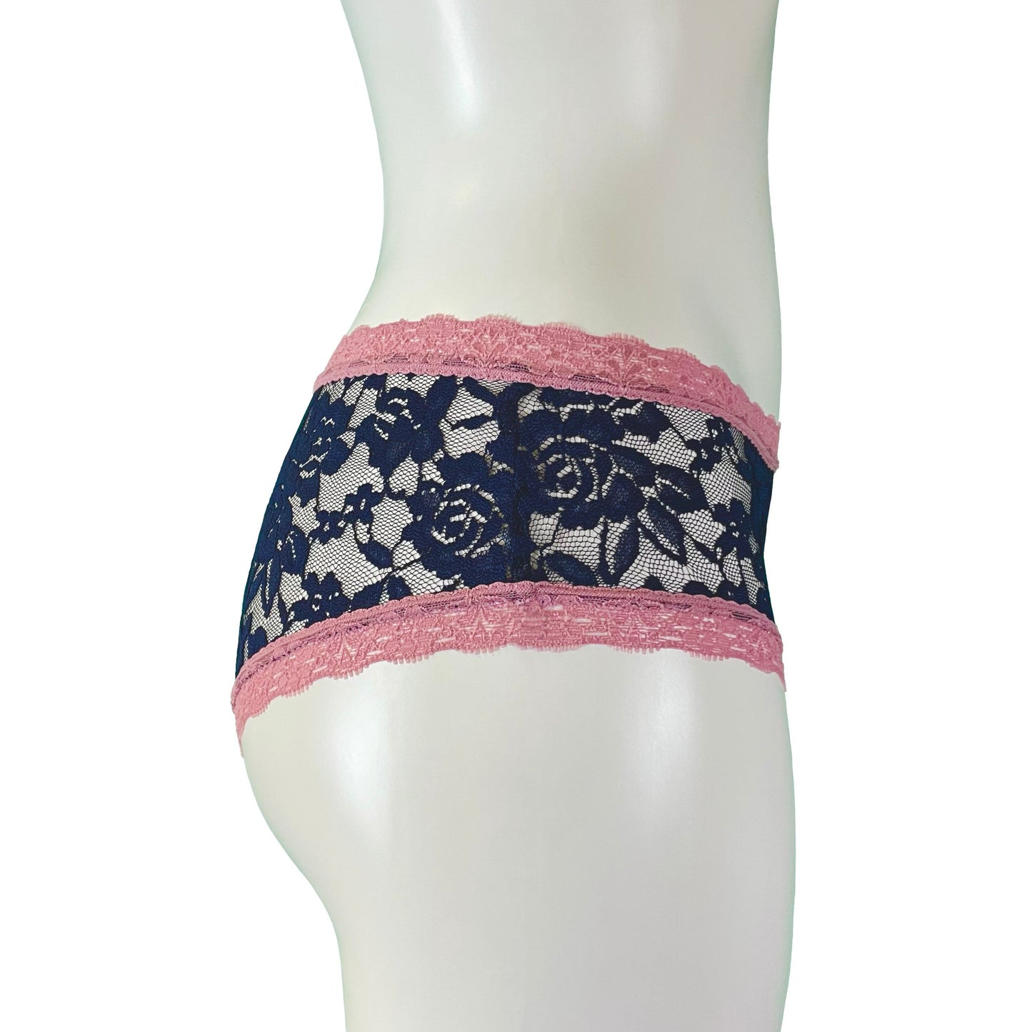 Signature Lace Classic Fit Knicker - Navy & Vintage Rose