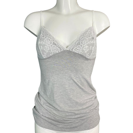 Bamboo Jersey Strappy Lounge Top - Marl Grey & Ivory