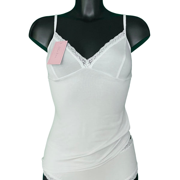 Soft Bamboo Jersey Strappy Cami Top - Ice White