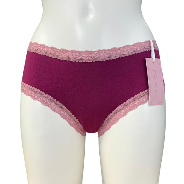Soft Bamboo Jersey Classic Fit Knicker - Raspberry & Vintage Rose