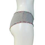 Liberty Print Trimmed Soft Bamboo Jersey Classic Fit Knicker - Marl Grey & Fruity Floral