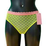 Daisy Stretch Mesh Bikini Knicker - Neon & Coral
