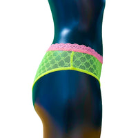 Daisy Stretch Mesh Bikini Knicker - Neon & Coral