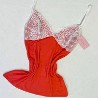 Bamboo Jersey Strappy Lounge Top - Red & Ivory