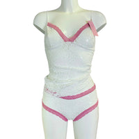 Signature Lace Strappy Cami Top - Ivory & Vintage Rose