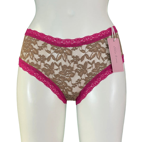 Signature Lace Classic Fit Knicker - Gold Dust & Raspberry