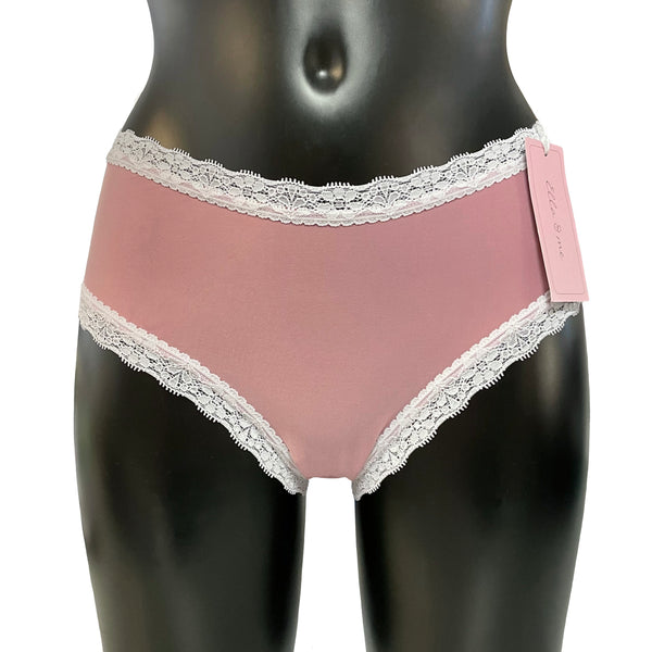 Soft Touch Classic Fit Knicker - Vintage Rose & White