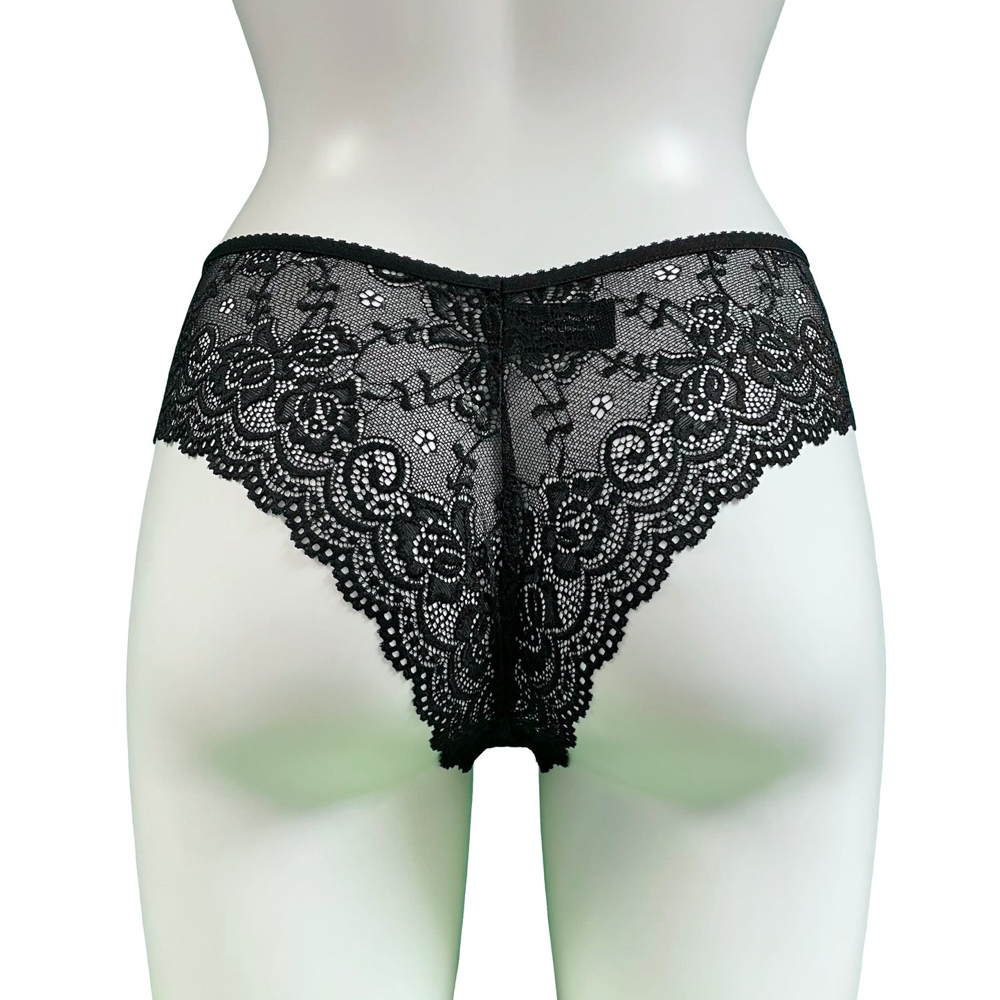 Jacquard Rose Lace Brazilian Fit Knicker - Black