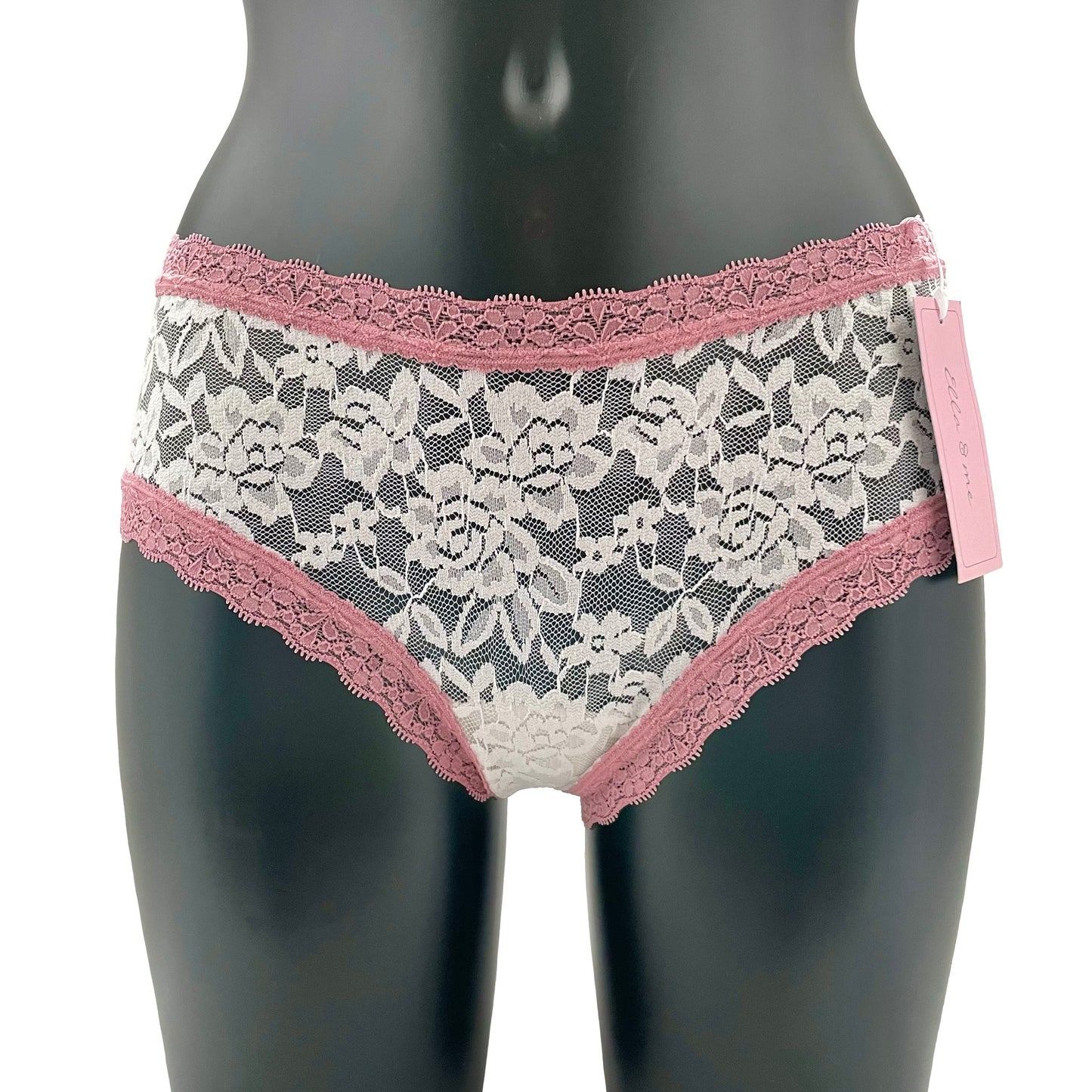 Signature Lace Classic Fit Knicker - Ivory & Vintage Rose