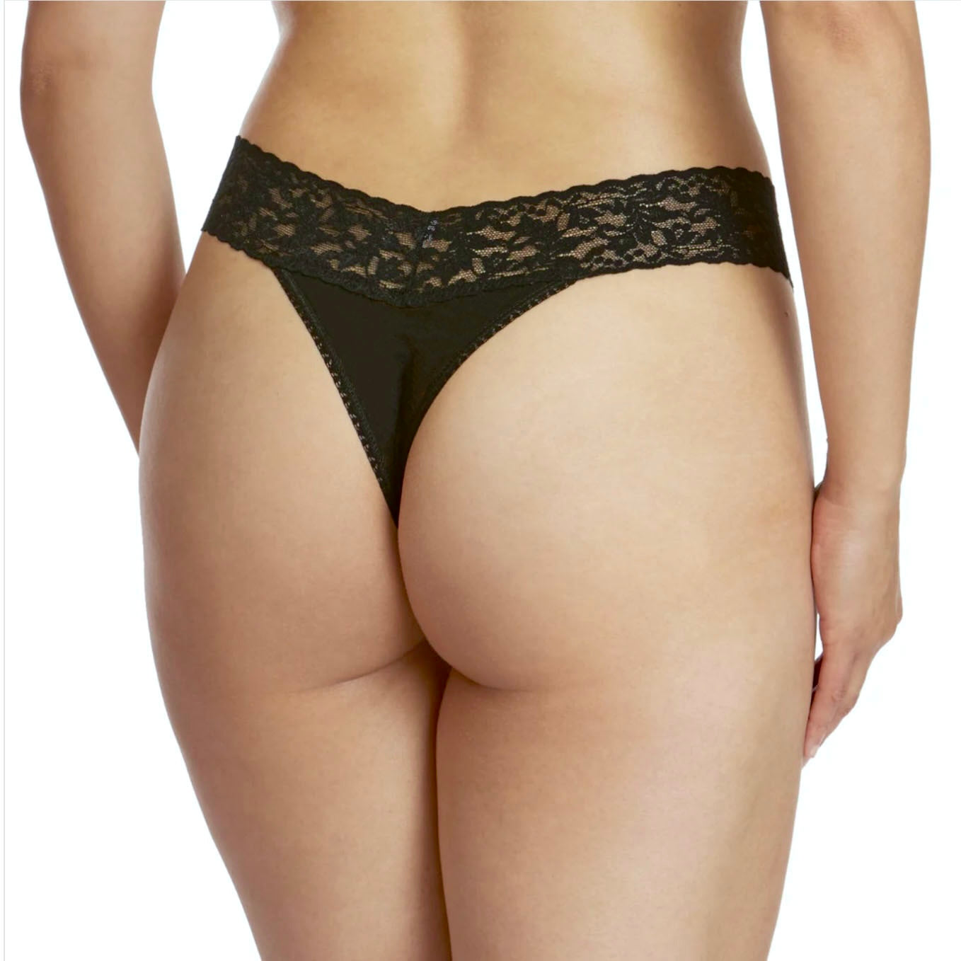 Signature Lace Low Rise Thong - Black