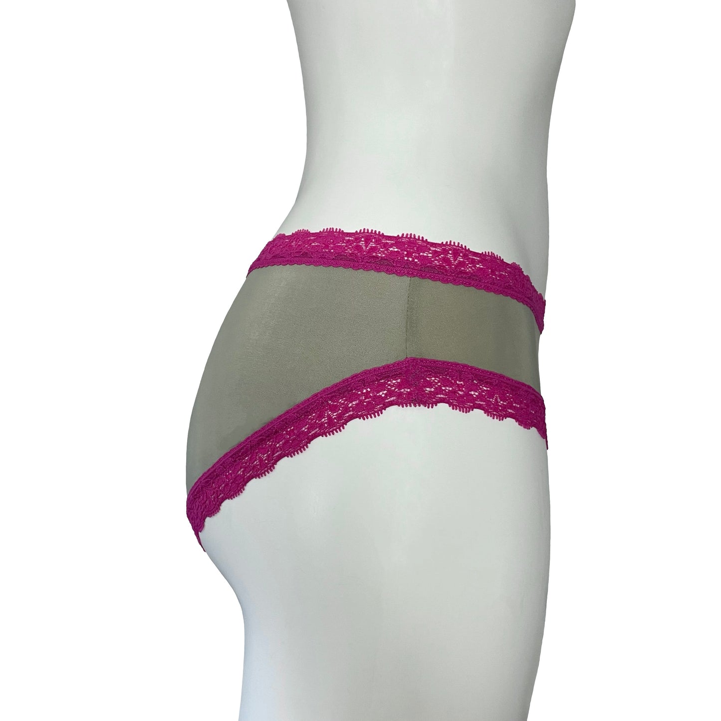 Soft Touch Microfibre High Leg Knicker - Sage & Raspberry