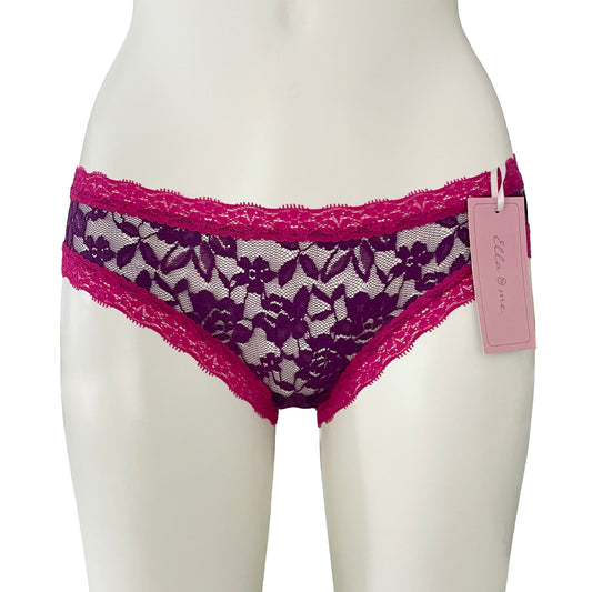 Signature Lace Cheeky Fit Knicker - Violet & Raspberry